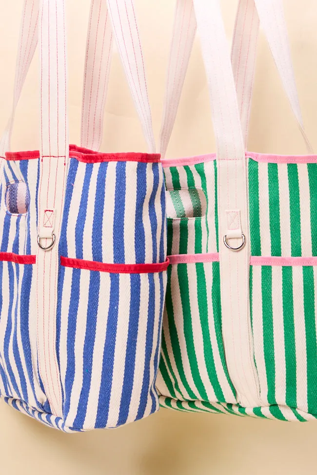 Ty Blue Varsity Stripe Tote FINAL SALE sold by Pink Lily product image thumbnail 5