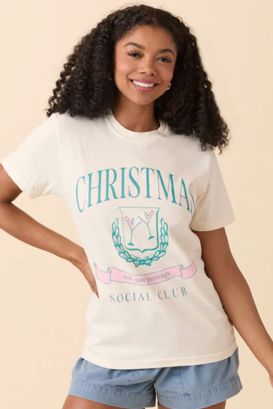 Christmas Social Club Ivory Graphic Tee sold by Pink Lily