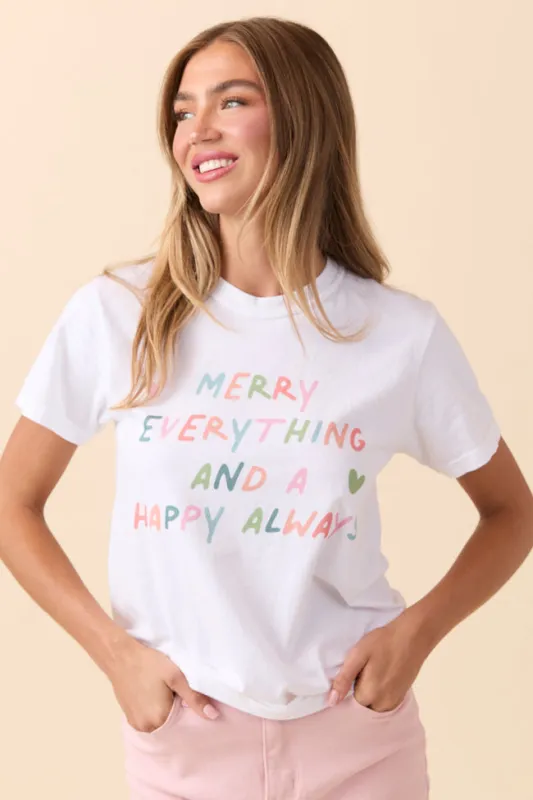 Merry Everything White Graphic Tee sold by Pink Lily
