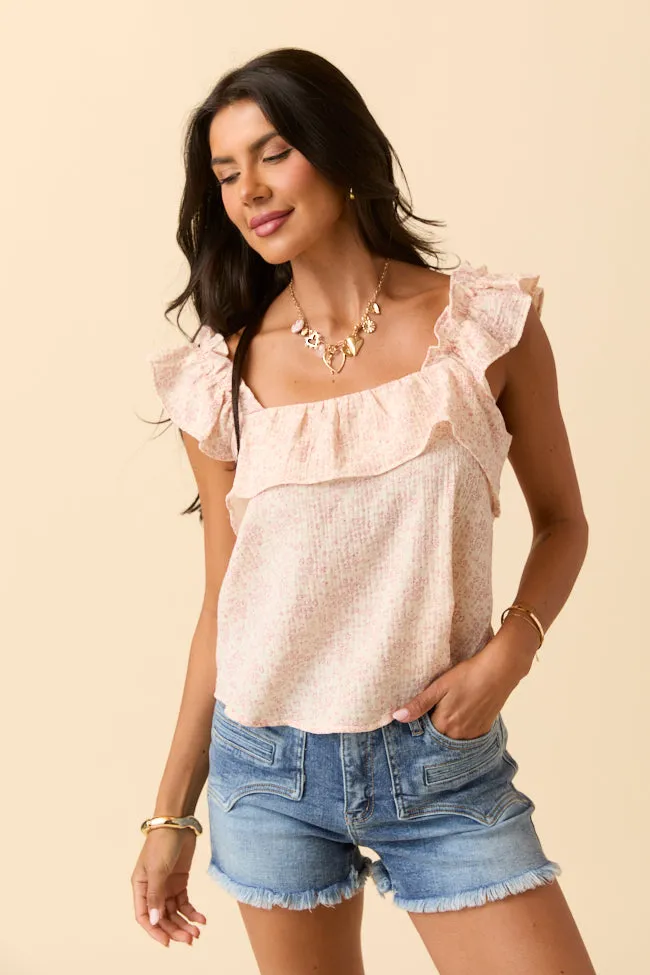 Mary Pink Ditsy Floral Printed Gauze Woven Tank sold by Pink Lily