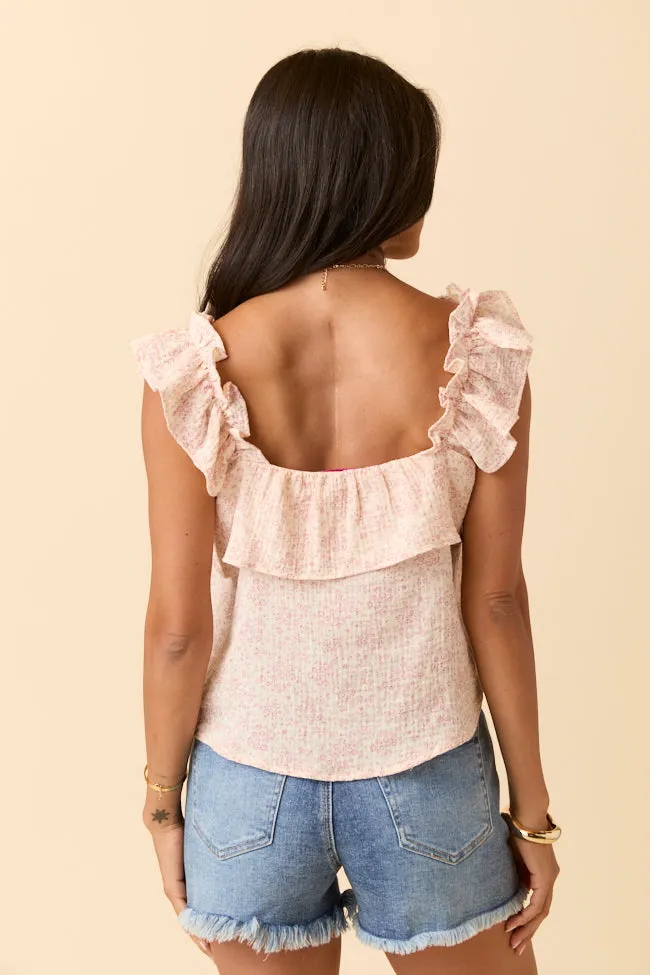 Mary Pink Ditsy Floral Printed Gauze Woven Tank sold by Pink Lily product image thumbnail 4