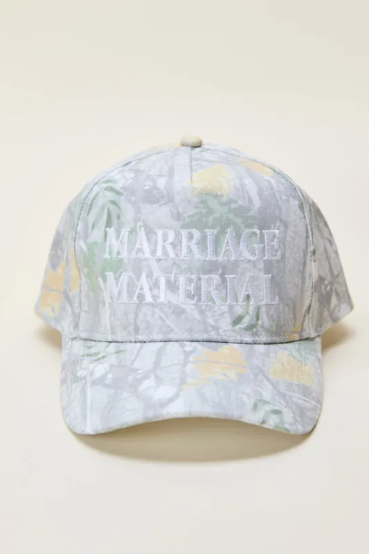 Marriage Material Camo Trucker Hat FINAL SALE sold by Pink Lily