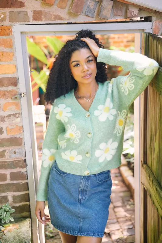 Glenda Green Multi Floral Cardigan sold by Pink Lily