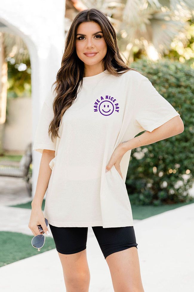 Have A Nice Day Ivory Oversized Graphic Tee sold by Pink Lily product image thumbnail 3