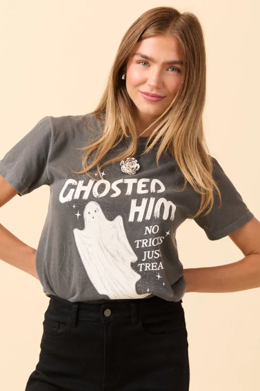 Ghosted Him Dark Grey Graphic Tee SALE sold by Pink Lily