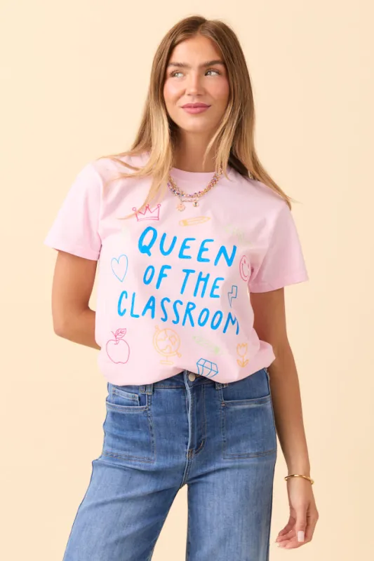 Queen Of The Classroom Light Pink Graphic Tee sold by Pink Lily