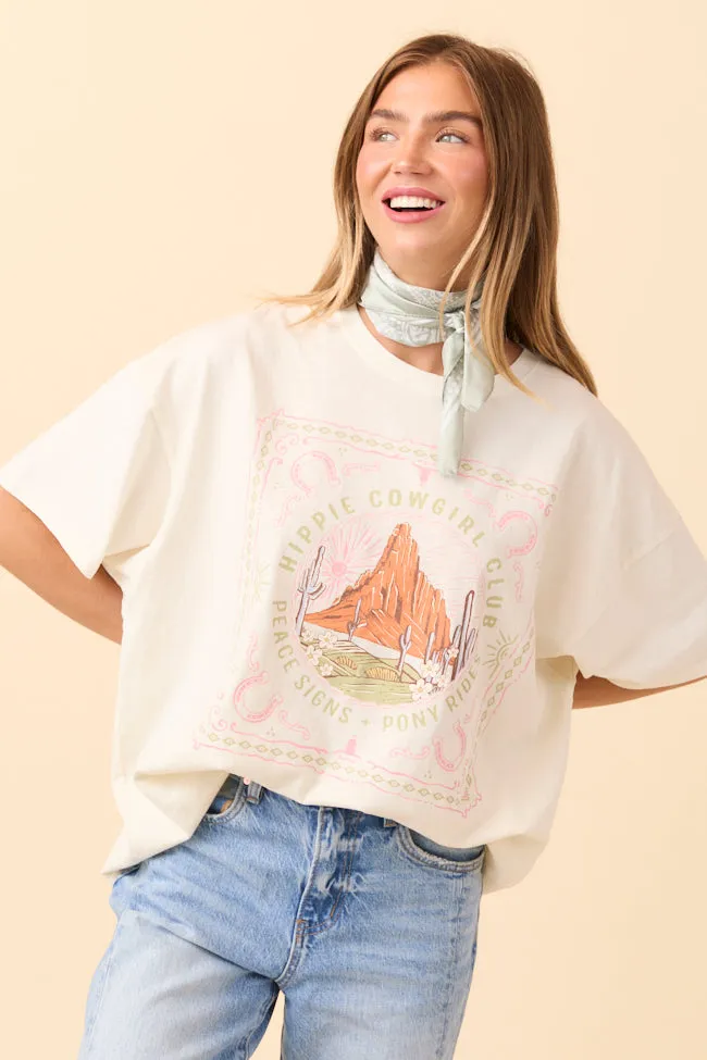 Hippie Cowgirl Club Off White Oversized Graphic Tee sold by Pink Lily