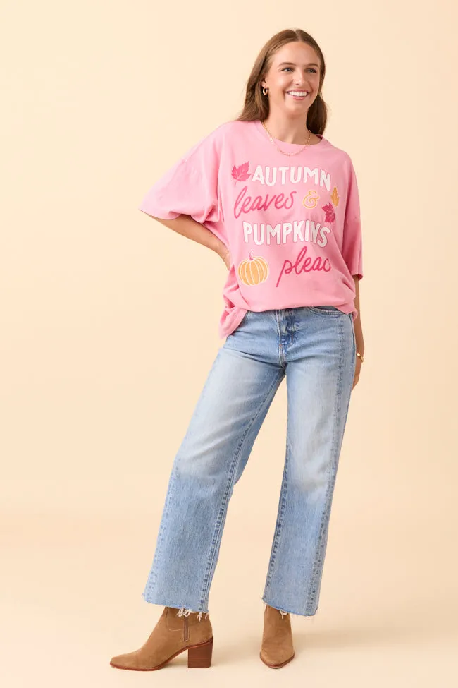 Autumn Leaves & Pumpkins Please Taffy Pink Oversized Graphic Tee sold by Pink Lily product image thumbnail 2