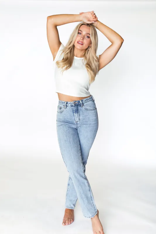 Megan Light Wash Tall Straight Leg Mom Jeans FINAL SALE sold by Pink Lily