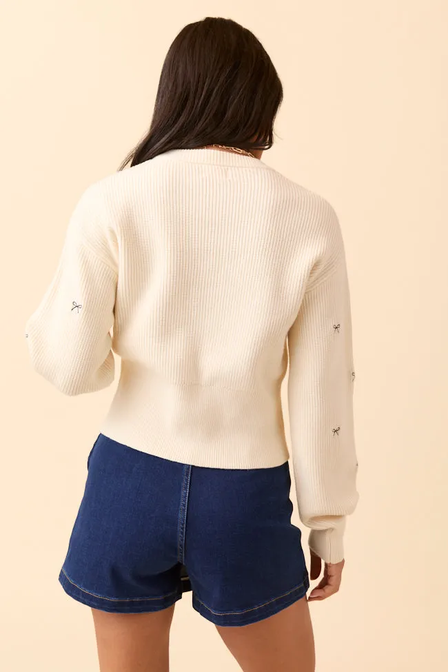 Leila Bow Ivory Sweater FINAL SALE sold by Pink Lily product image thumbnail 4