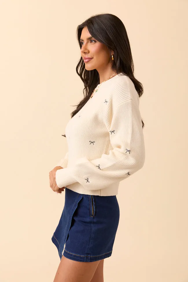 Leila Bow Ivory Sweater FINAL SALE sold by Pink Lily product image thumbnail 3