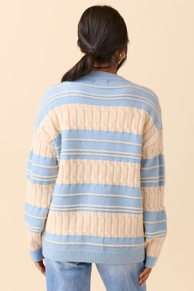 Julia Oversized Striped Blue and Ivory Cardigan sold by Pink Lily product image thumbnail 4