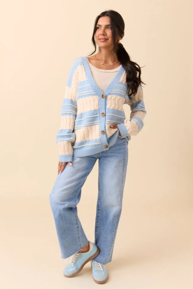 Julia Oversized Striped Blue and Ivory Cardigan sold by Pink Lily product image thumbnail 2