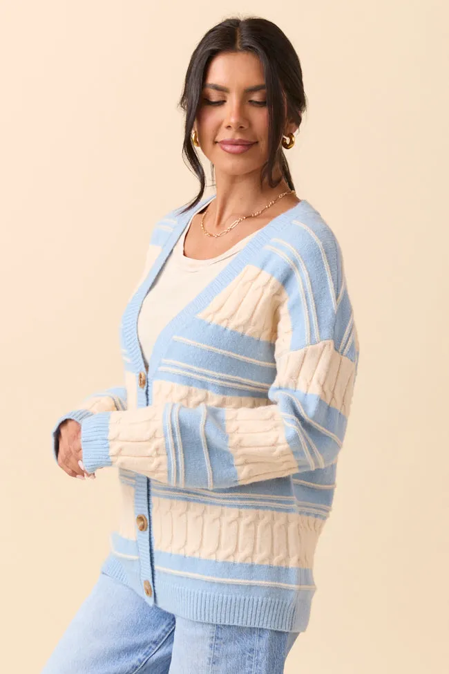 Julia Oversized Striped Blue and Ivory Cardigan sold by Pink Lily product image thumbnail 3