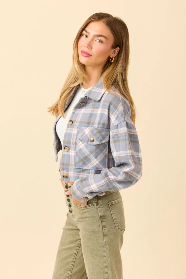 Gloria Light Blue Plaid Jacket SALE sold by Pink Lily product image thumbnail 3