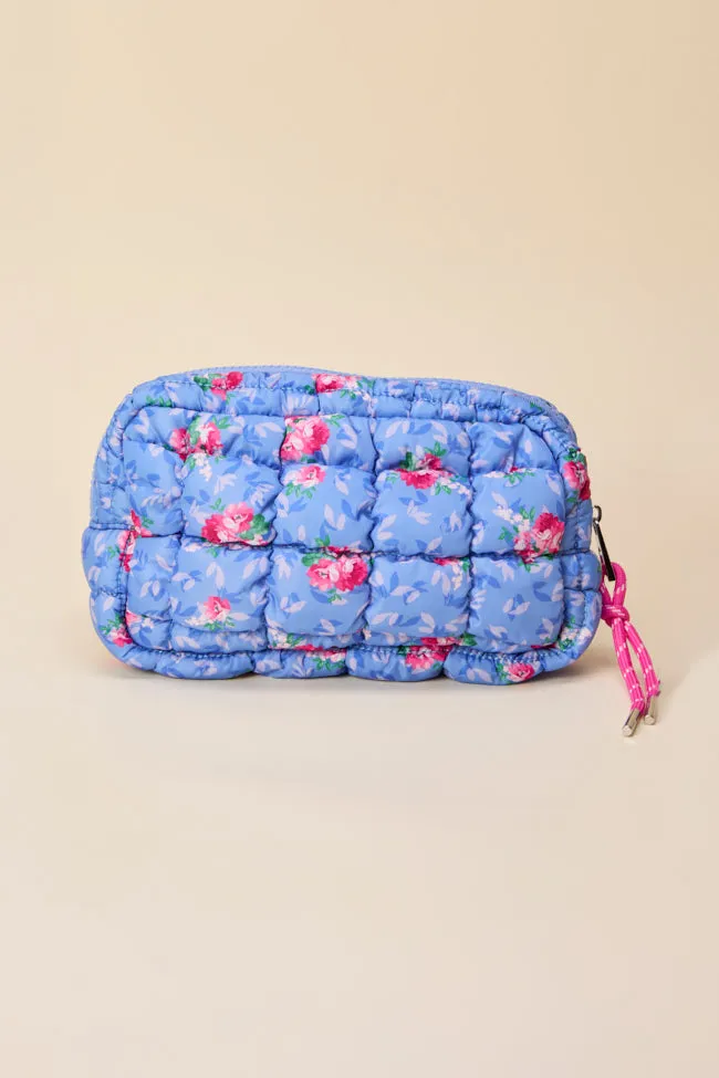 Haylie Blue Floral Quilted Mini Bag sold by Pink Lily