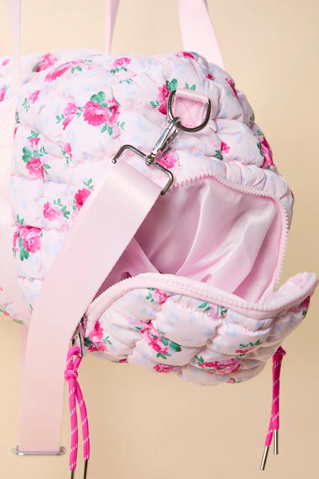 Haylie Pink Floral Quilted Duffle Bag sold by Pink Lily product image thumbnail 4
