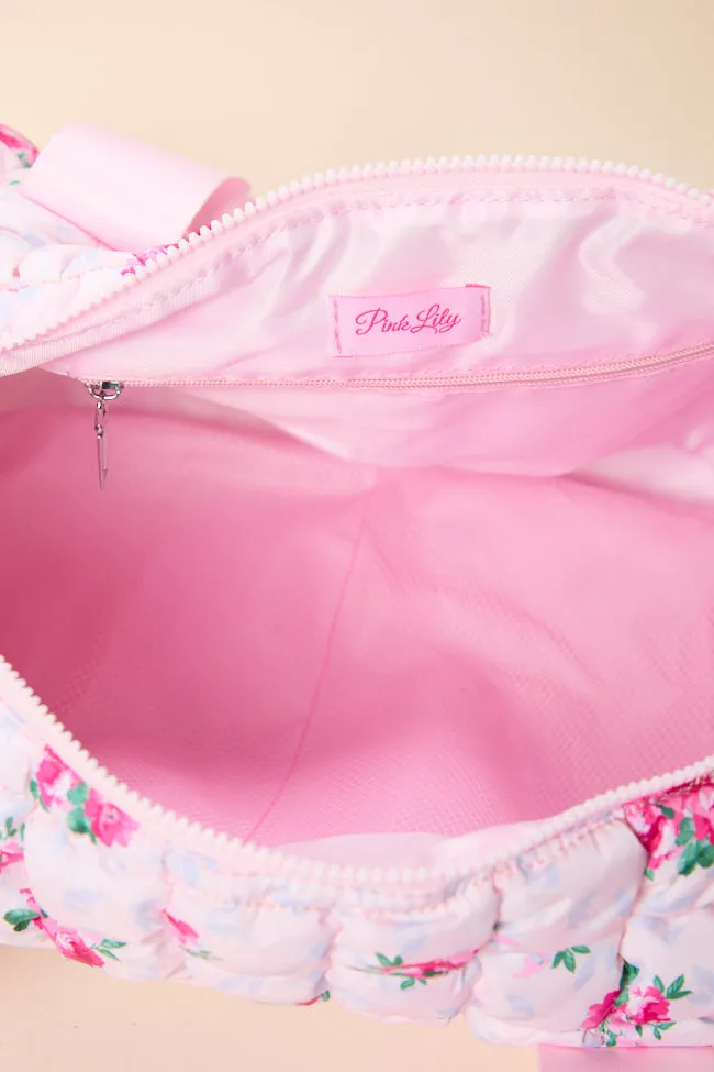 Haylie Pink Floral Quilted Duffle Bag sold by Pink Lily product image thumbnail 5