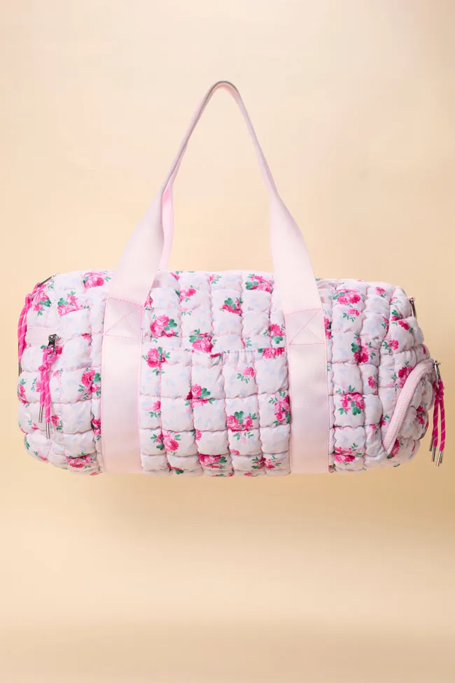 Haylie Pink Floral Quilted Duffle Bag sold by Pink Lily product image thumbnail 3