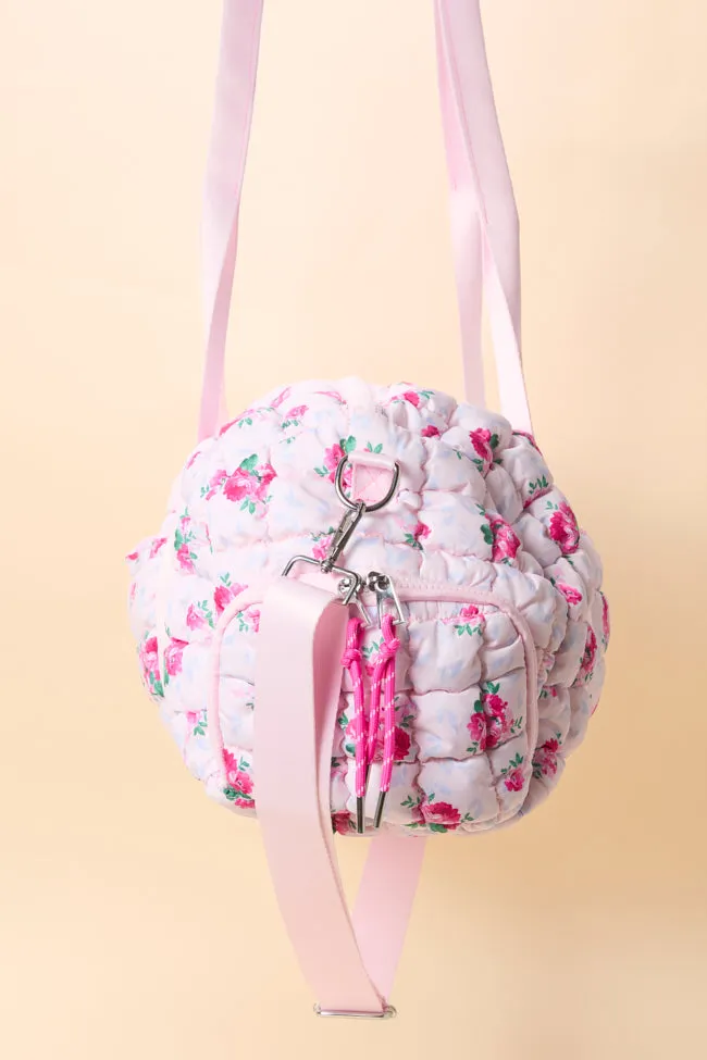 Haylie Pink Floral Quilted Duffle Bag sold by Pink Lily product image thumbnail 2