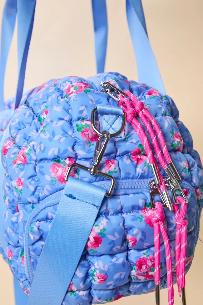 Haylie Blue Floral Quilted Duffle Bag sold by Pink Lily product image thumbnail 2