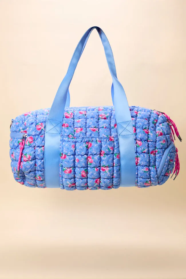Haylie Blue Floral Quilted Duffle Bag sold by Pink Lily product image thumbnail 3
