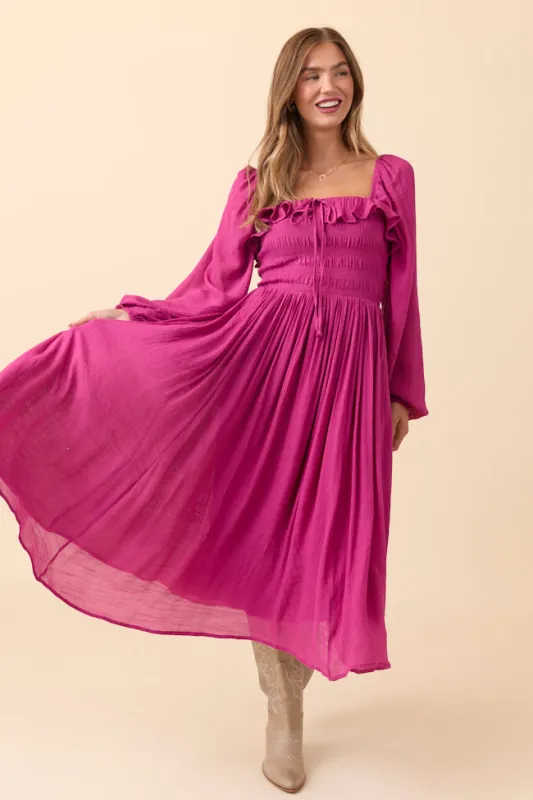 Summer Berry Smocked Maxi Dress SALE sold by Pink Lily
