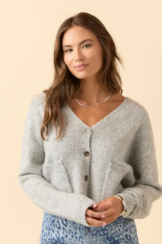 Kathryn Grey Long Sleeve Cardigan sold by Pink Lily