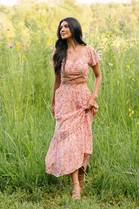 Maisyn Pink Floral Skirt Set sold by Pink Lily