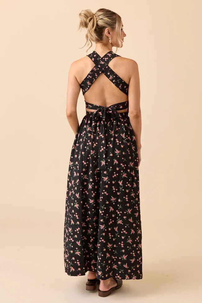 Jalissa Black Floral Criss Cross Back Maxi Dress SALE sold by Pink Lily product image thumbnail 4