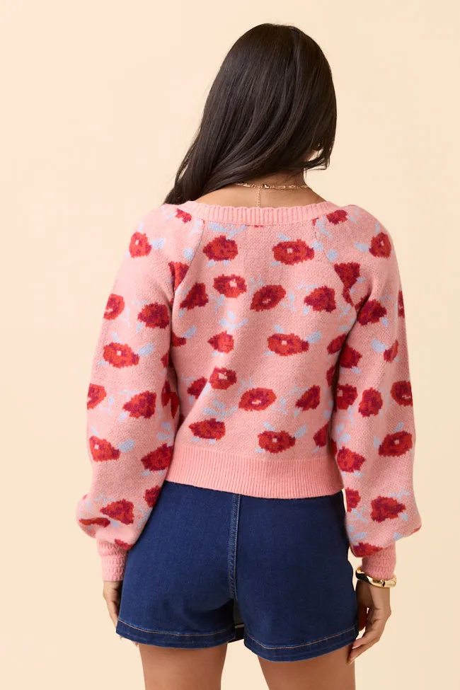 Amara Long Sleeve Blush Floral V Neck Sweater FINAL SALE sold by Pink Lily product image thumbnail 4