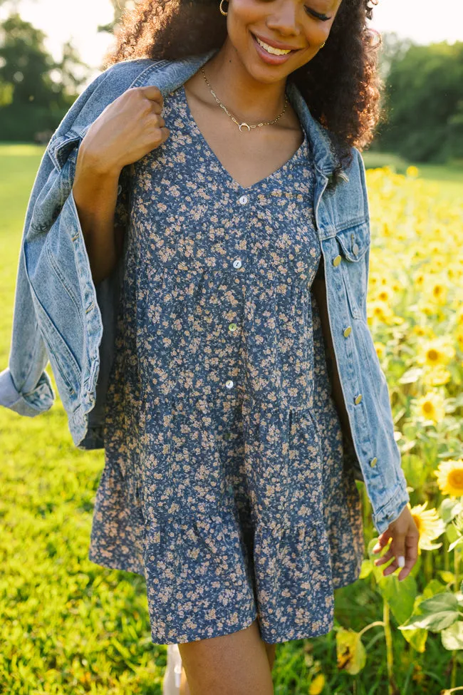 Tracey Blue Floral Button Front Dress FINAL SALE sold by Pink Lily product image thumbnail 2