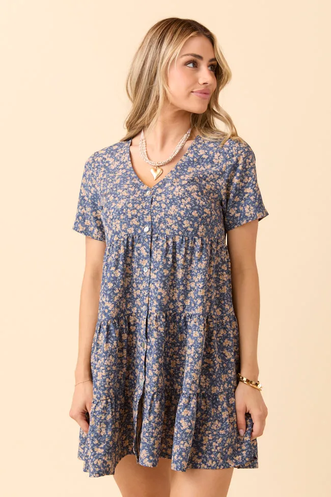 Tracey Blue Floral Button Front Dress FINAL SALE sold by Pink Lily product image thumbnail 4