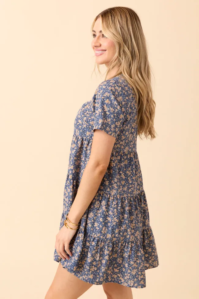Tracey Blue Floral Button Front Dress FINAL SALE sold by Pink Lily product image thumbnail 5