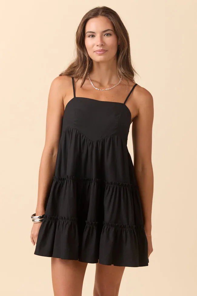 Change My Tune Black Square Neck Solid Romper Dress Just Classically Cassidy X Pink Lily sold by Pink Lily product image thumbnail 4