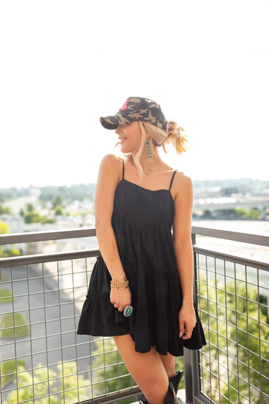 Change My Tune Black Square Neck Solid Romper Dress Just Classically Cassidy X Pink Lily sold by Pink Lily