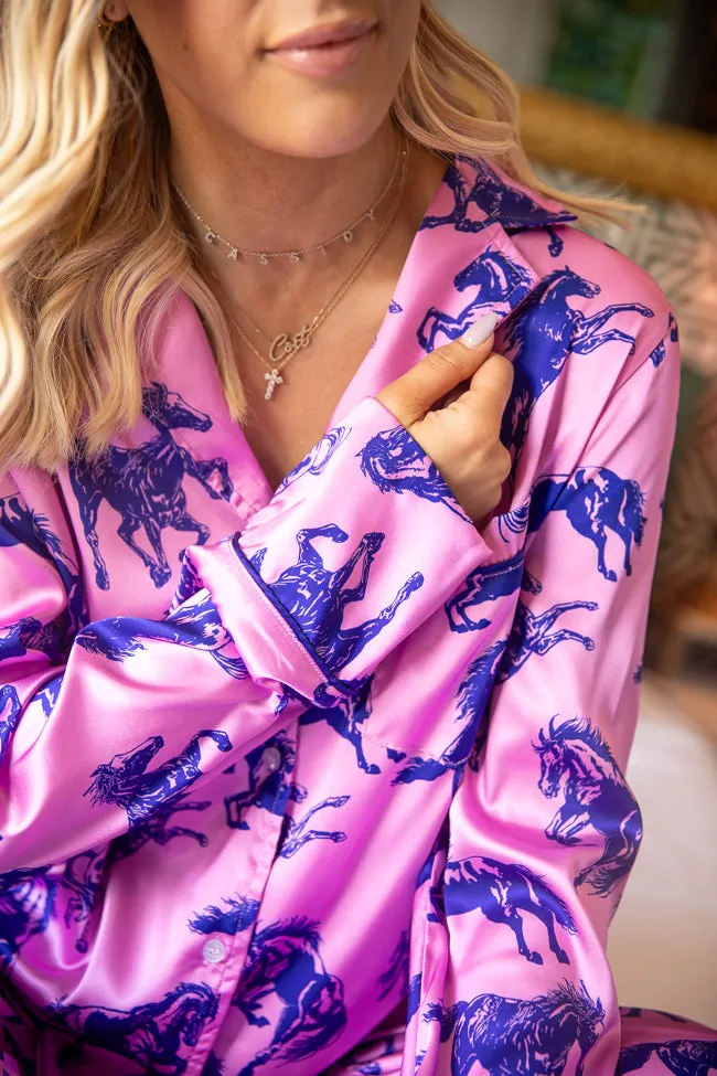 The Kylie Pink Wild Horses Pajama Set Just Classically Cassidy X Pink Lily sold by Pink Lily product image thumbnail 2