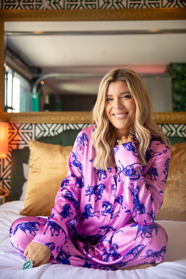 The Kylie Pink Wild Horses Pajama Set Just Classically Cassidy X Pink Lily sold by Pink Lily