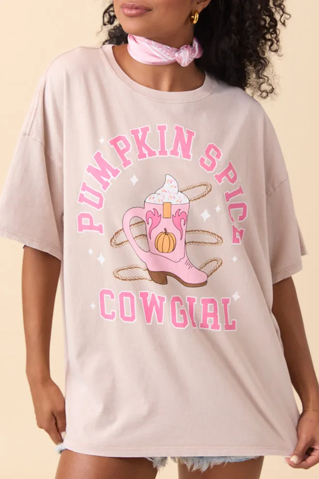 Pumpkin Spice Cowgirl Taupe Oversized Graphic Tee sold by Pink Lily product image thumbnail 2