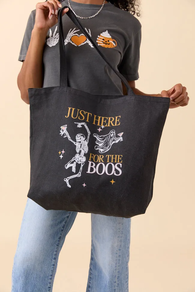 Just Here For The Boos Washed Black Graphic Tote Bag sold by Pink Lily product image thumbnail 3