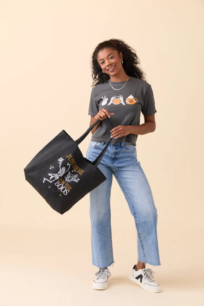 Just Here For The Boos Washed Black Graphic Tote Bag sold by Pink Lily product image thumbnail 4