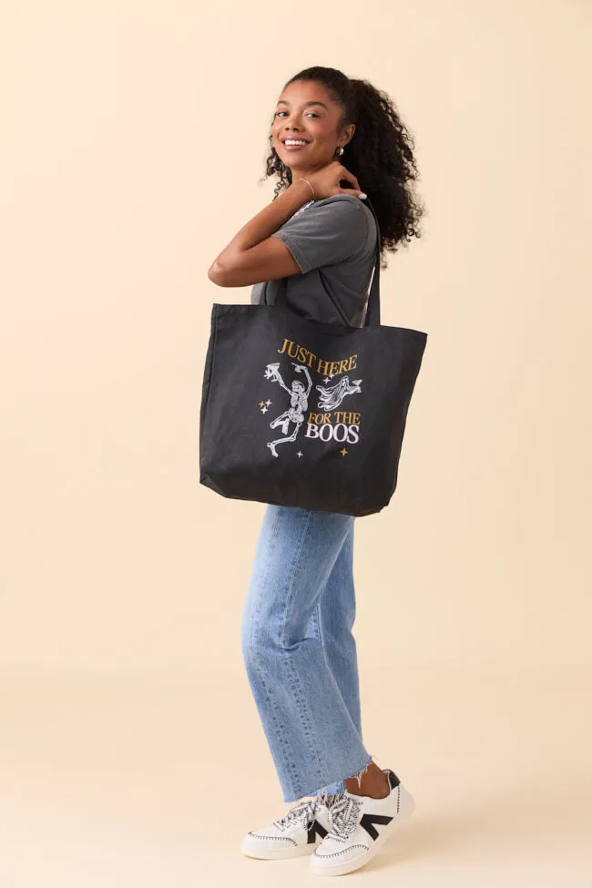 Just Here For The Boos Washed Black Graphic Tote Bag sold by Pink Lily product image thumbnail 2