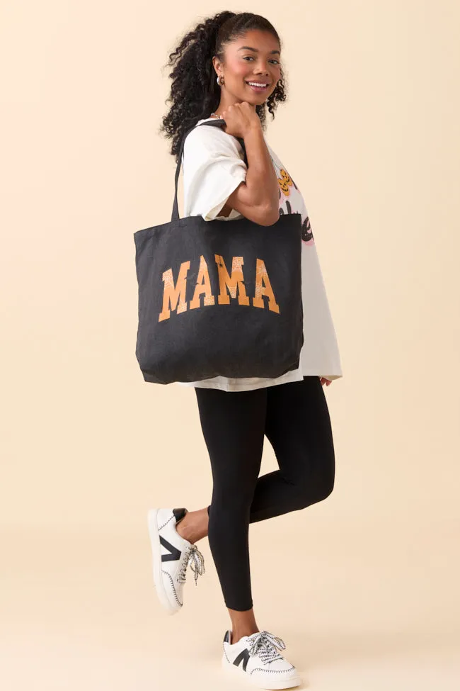 Mama Block Halloween Printed Washed Black Graphic Tote Bag sold by Pink Lily product image thumbnail 2