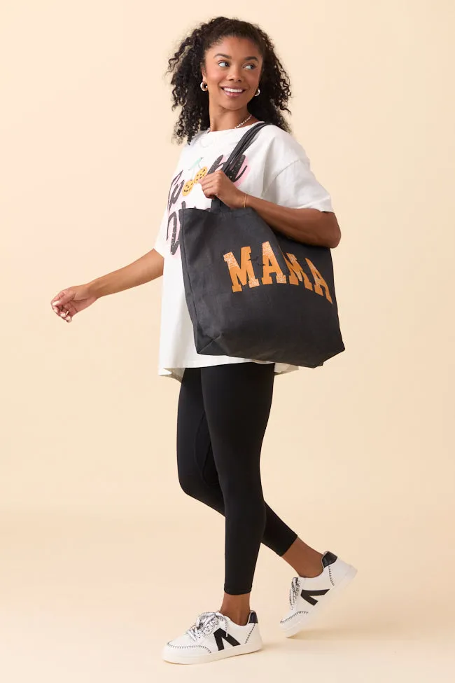 Mama Block Halloween Printed Washed Black Graphic Tote Bag sold by Pink Lily product image thumbnail 4