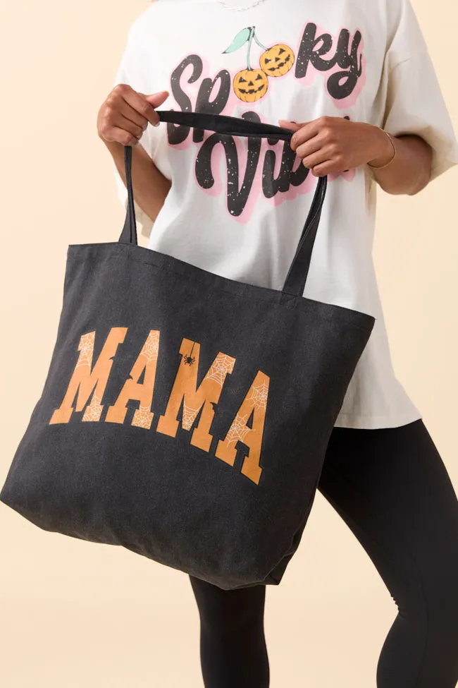 Mama Block Halloween Printed Washed Black Graphic Tote Bag sold by Pink Lily product image thumbnail 3