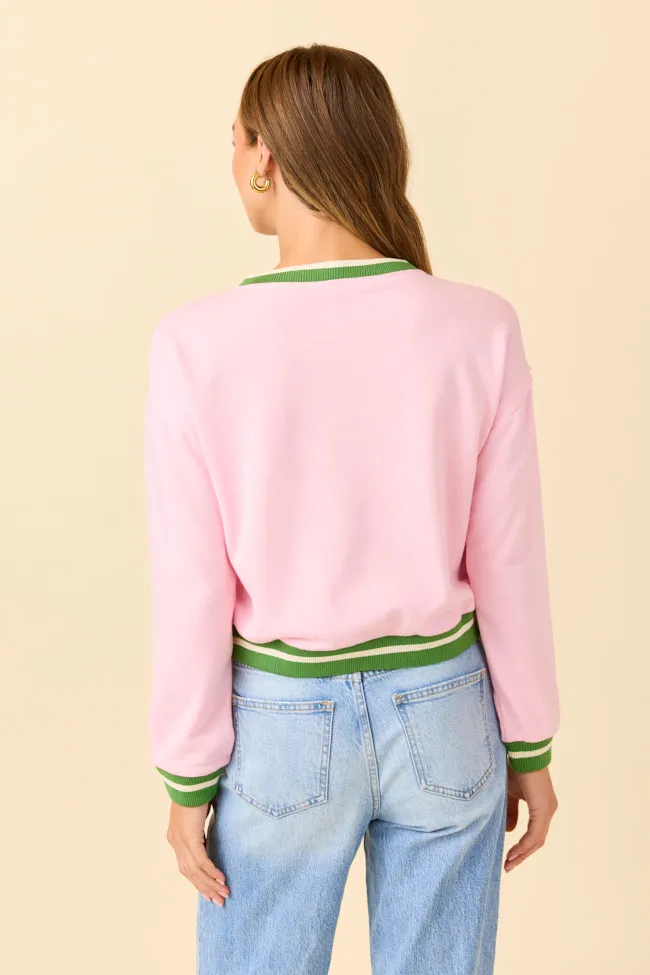 Beatrice Pink and Green Cropped Sporty Sweatshirt SALE sold by Pink Lily product image thumbnail 4