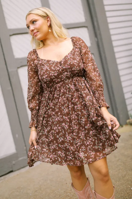 Daniella Brown Floral Mini Dress SALE sold by Pink Lily