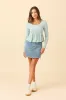 Susan Green Long Sleeve Peplum Knit Top sold by Pink Lily