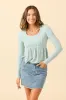 Susan Green Long Sleeve Peplum Knit Top sold by Pink Lily