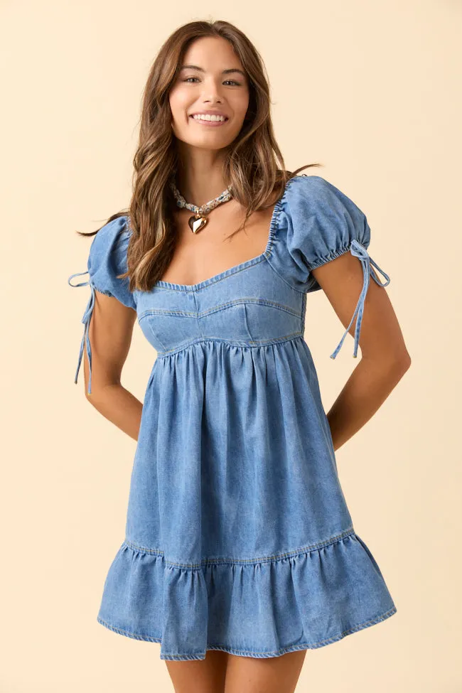 Layla Denim Puff Sleeve Mini Dress SALE sold by Pink Lily product image thumbnail 2